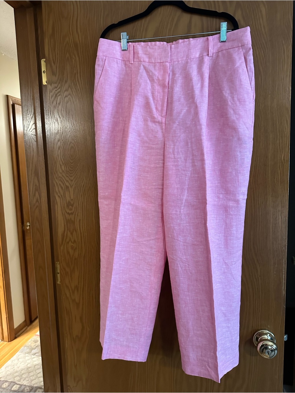 Talbots Pink Cropped Linen-Blend Pants